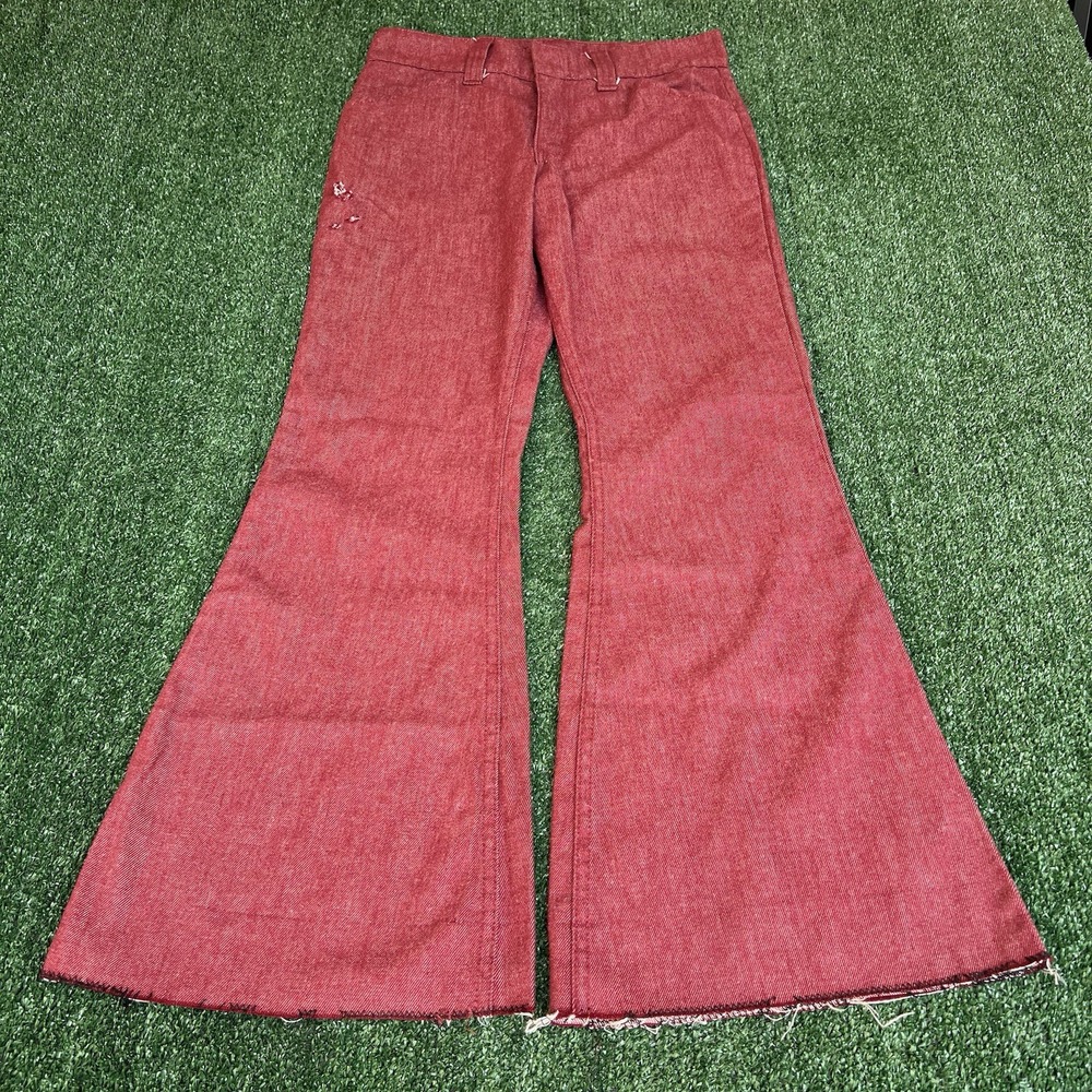 Vintage 60s 70s Levi's 684 Red Denim‎ White Tab Scovill Big Bell Bottoms 31x30"